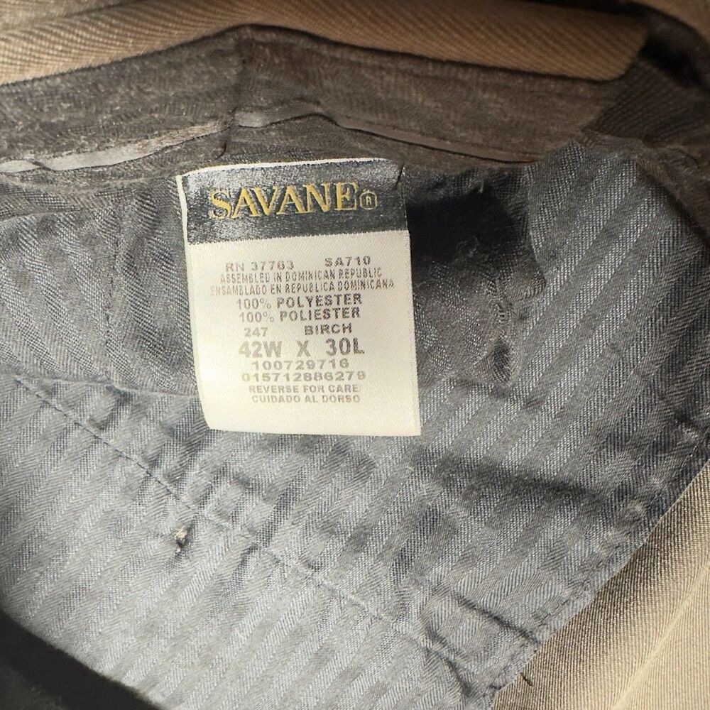 Savane Comfort Plus Men's Dress Pants Taupe/ Tan, Cupped, 90s Vintage, 42/30 - Picture 4 of 6
